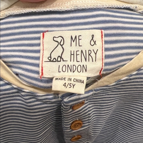 ME & HENRY Striped T-Shirt Blue White Tan Boys Size 4-5 Years - Picture 5 of 7